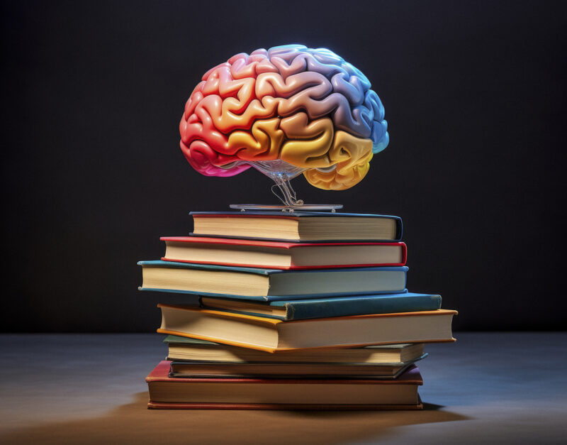 a stack of books on top of a brain, in the style of realistic usage of light and color, realistic forms, photobashing, danube school, realistic lighting, science academia, traditional techniques reimagined --ar 3:2 --v 5.2 Job ID: 32e9aa95-0924-4b45-8e0a-de649d090050